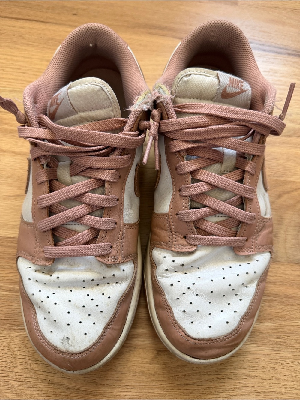 Nike Low Dunk Sneakers in Dusty Pink and White womens sz 10.5